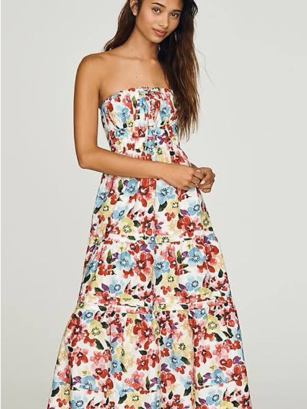 Anthropologie Somerset Strapless Floral Maxi Dress